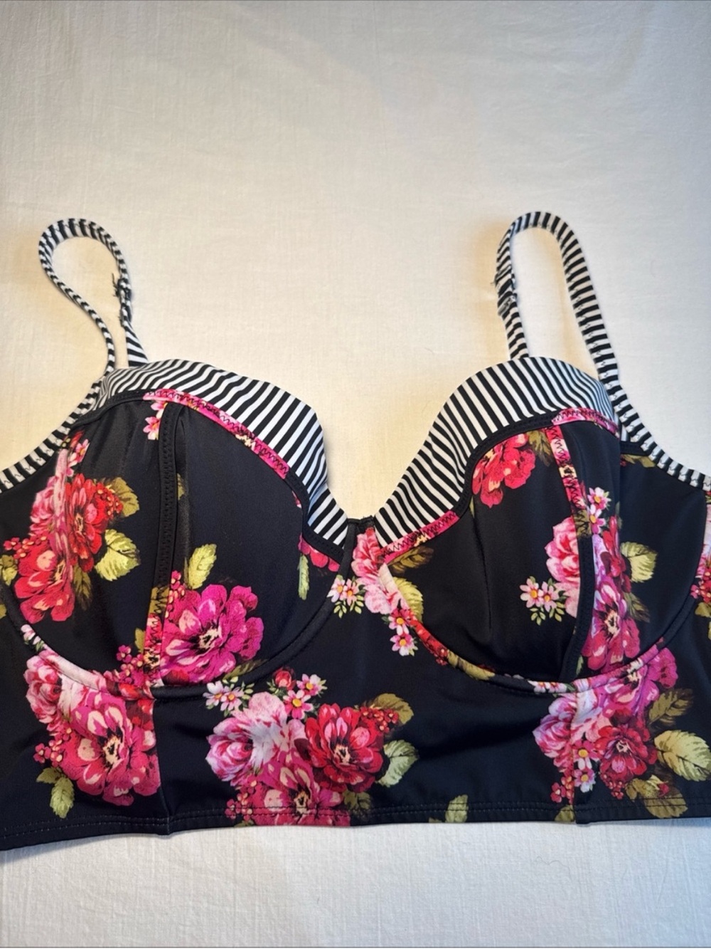 torrid Black Floral swim top